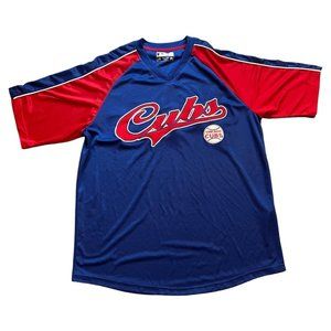 Chicago Cubs Shirt Mens Large Short Sleeve Jersey V-Neck Genuine Merchandise
